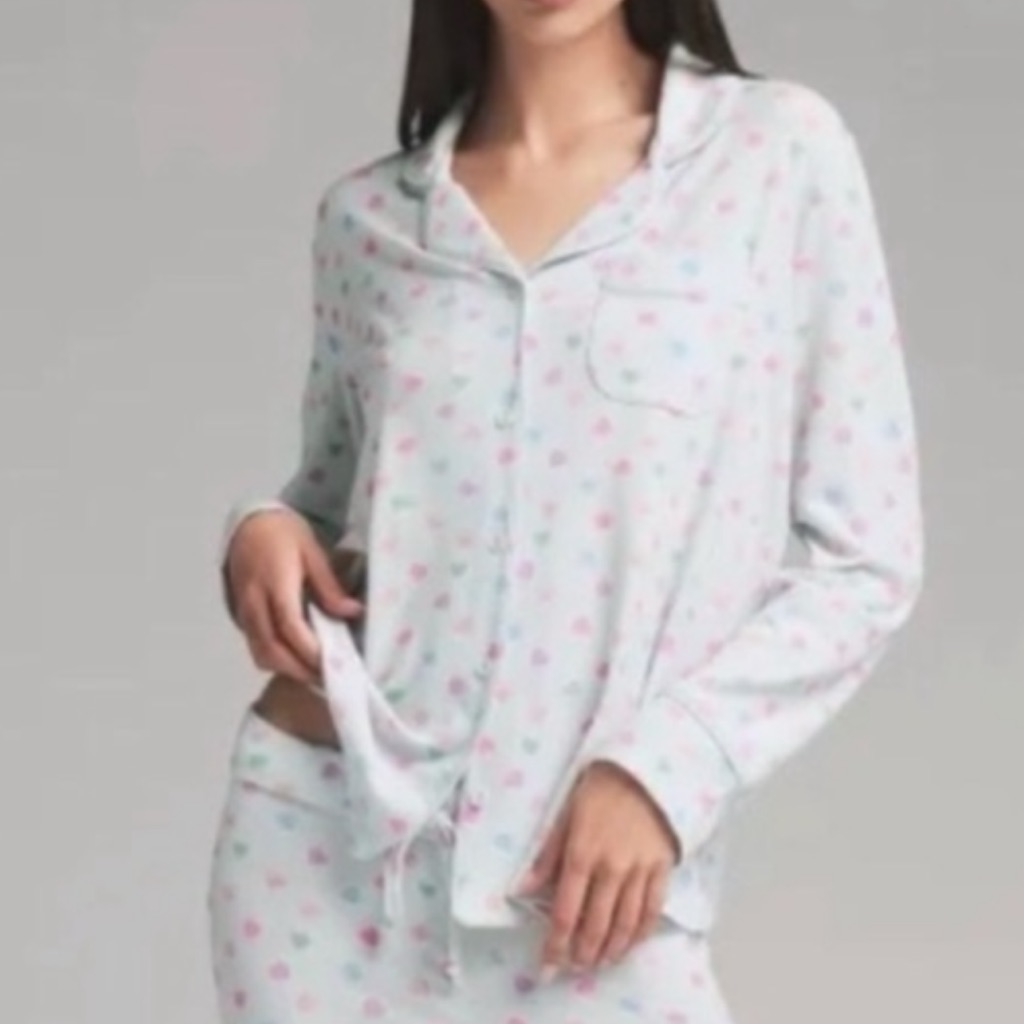 Nwt Skims Soft Lounge Sleep Top Cloud Candy Heart Valentine Pajama Top Small